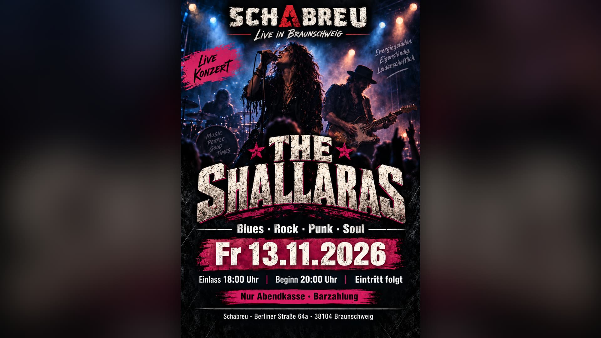 Fr 13.11.2026 - Live Konzert The Shallaras im Schabreu
